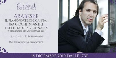 Arabeske: domenica 15 dicembre Maurizio Baglini in concerto in Palazzina Liberty a Milano