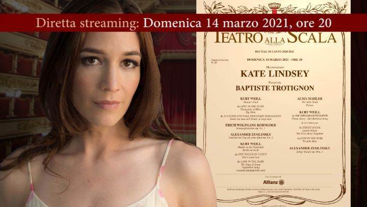 Domenica 14 marzo: recital del mezzosoprano Kate Lindsey in streaming dal Teatro alla Scala