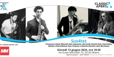 ClassicAperta concerto gratuito del quartetto di sassofoni Sus4tet a Milano