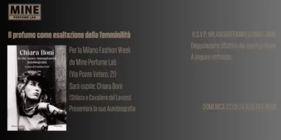 Milano Fashion Week: Chiara Boni presenta la sua autobiografia nella profumeria Mine Perfume Lab