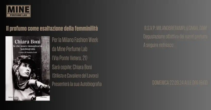 Milano Fashion Week: Chiara Boni presenta la sua autobiografia nella profumeria Mine Perfume Lab