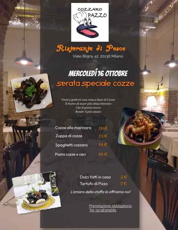 Serata Speciale cozze al Ristorante Cozzaro Pazzo di Milano