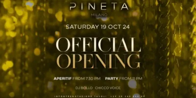 Pineta Milano party di inaugurazione con aperitivo e DJ set