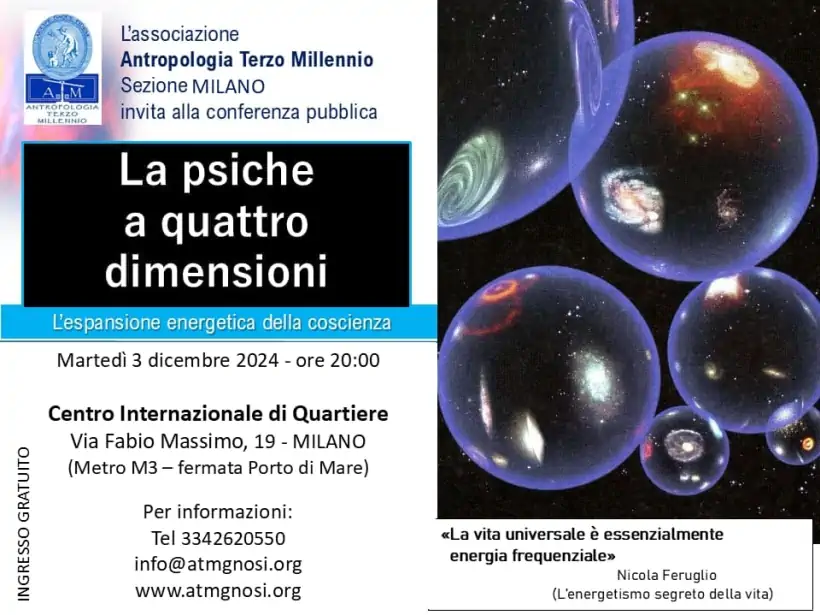 Conferenza a Milano: la psiche a quattro dimensioni