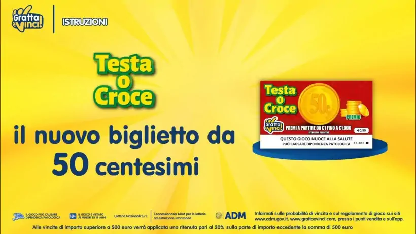 Testa o Croce, il Gratta e Vinci da 50 centesimi