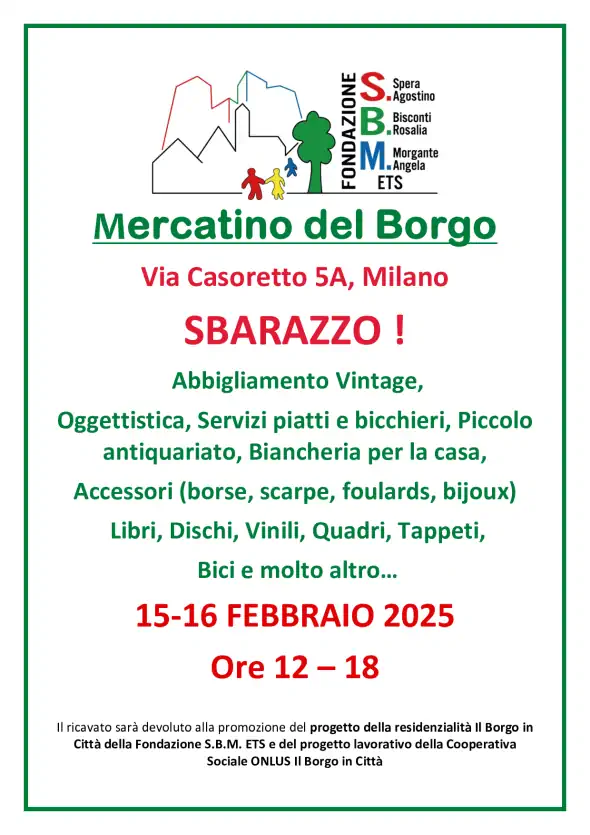 Mercatino vintage a Milano di Borgo in Città Onlus. Prossime date e orari di apertura